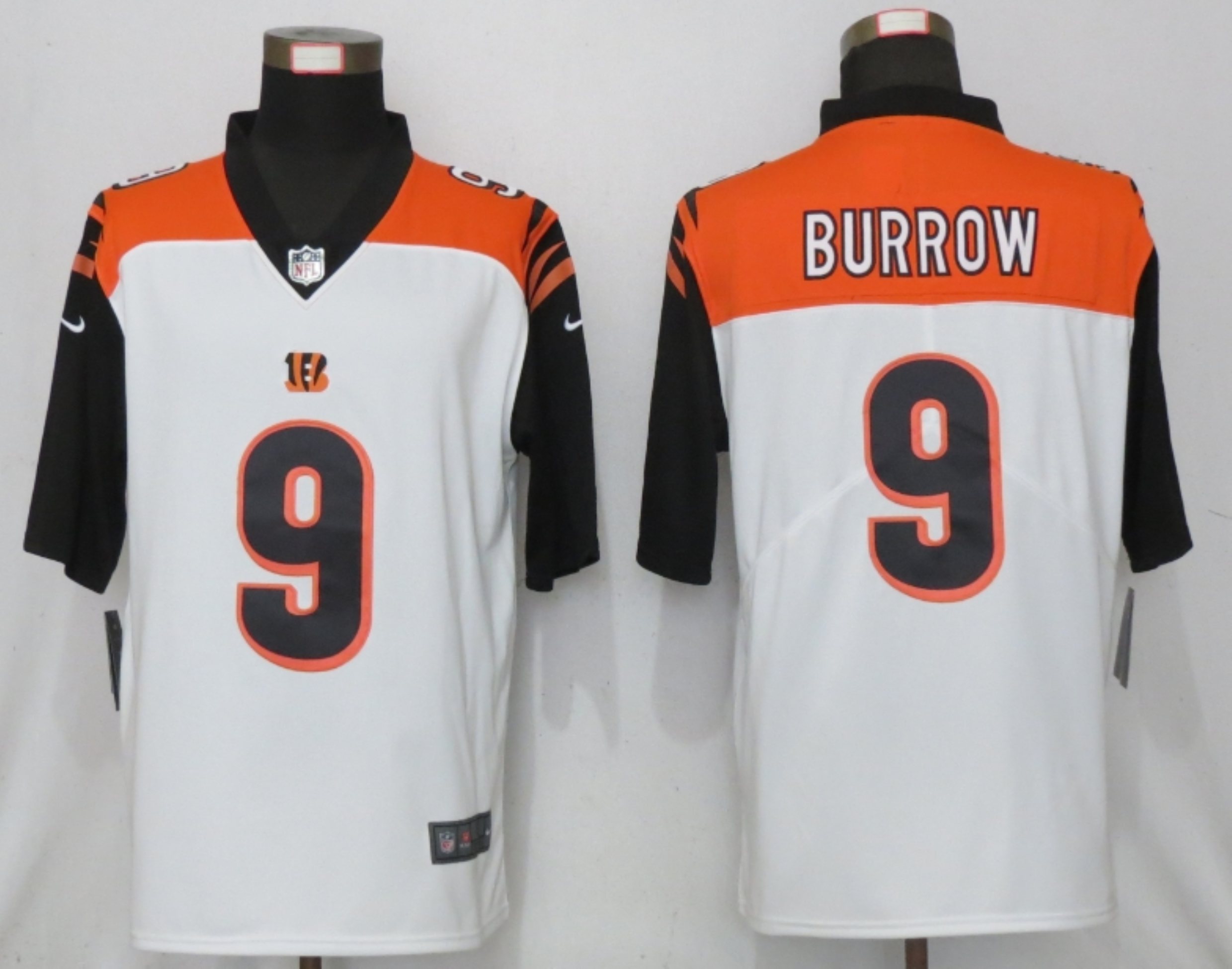 Men New Nike Cincinnati Bengals 9 Burrow Nike White NFL 100 Vapor Limited Jersey